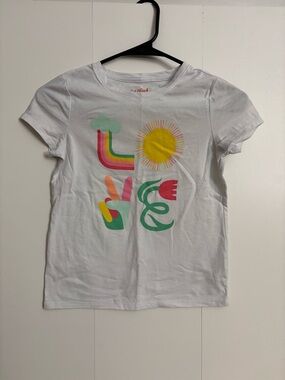Cat & Jack NWOT White Kids' Graphic Tee with Multicolor 'LOVE' Design